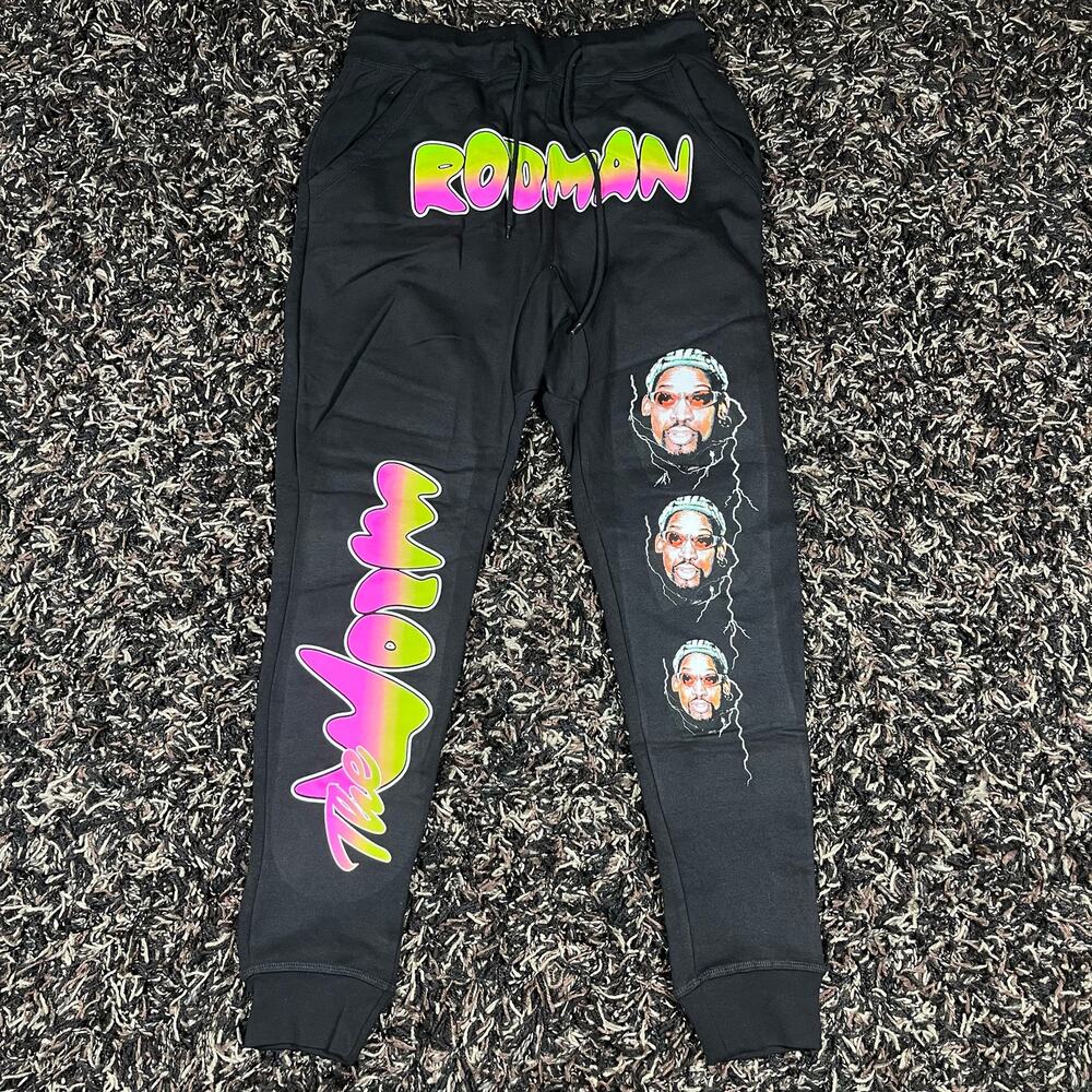 Dennis‎ Rodman The Worm Sweatpants Black Men’s Sz L New